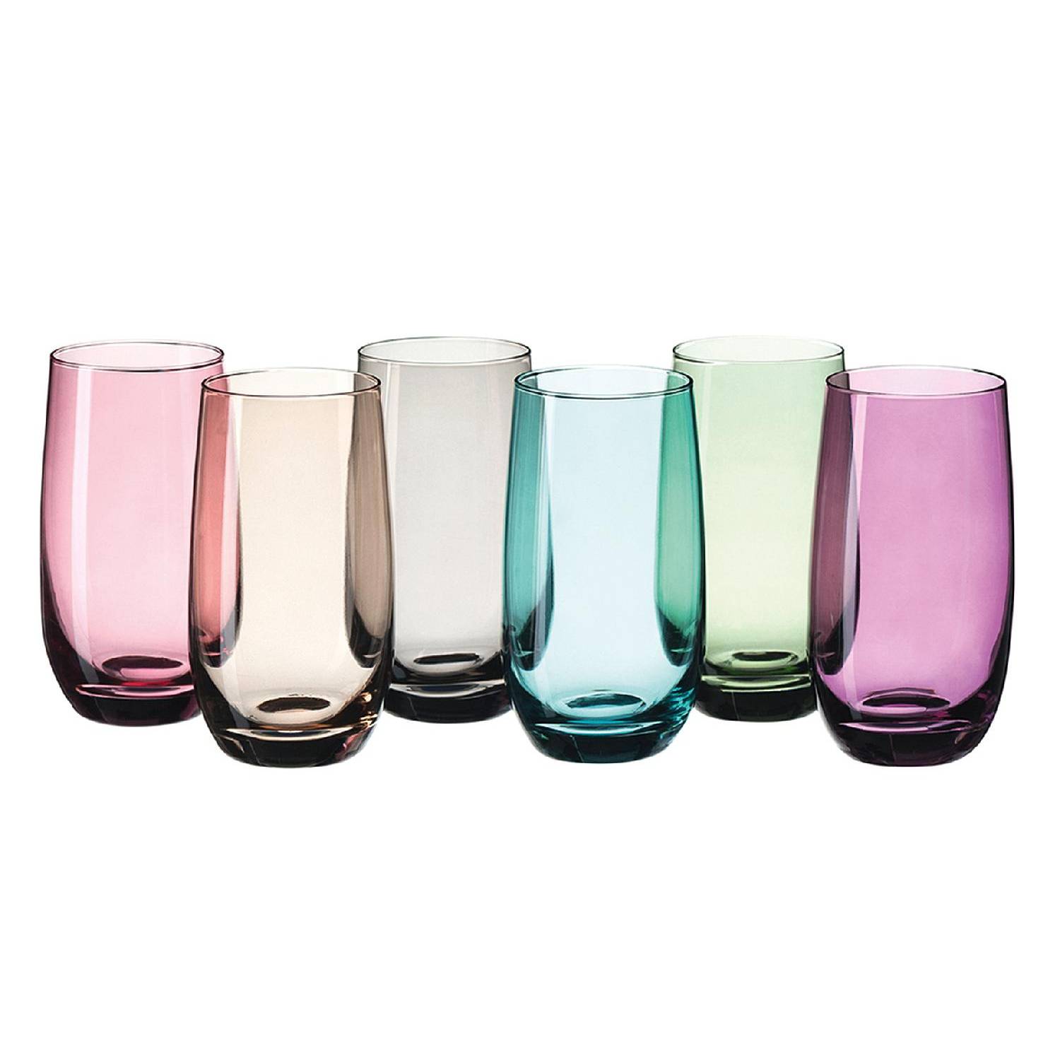 LEONARDO Sora Longdrinkbecher, Glas, 270 ml, Hydroglasur Colori, mehrfarbig, 6-teilig (1 Set)