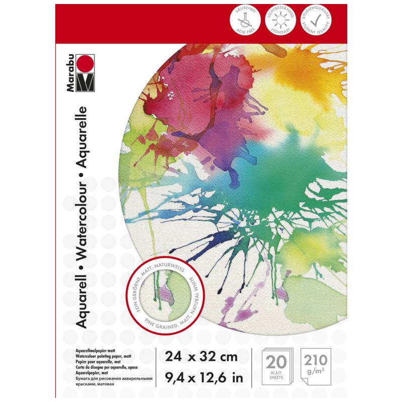 Marabu Aquarellblock, 240 x 320 mm, 210 g/qm, 20 Blatt