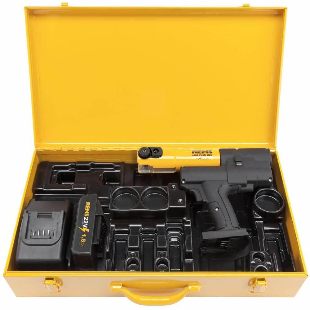 REMS Mini-Press 22V ACC Basic-Pack - Antriebsmaschine inkl. Zubehör - max. Pressverbindung Ø 40 mm