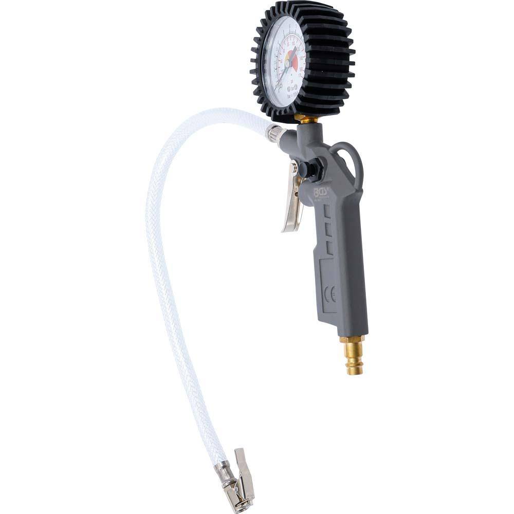 Reifenfüller "BGS" - Messbereich bis 8 bar - ALU-Druckguss - mit flexiblem Schlauch