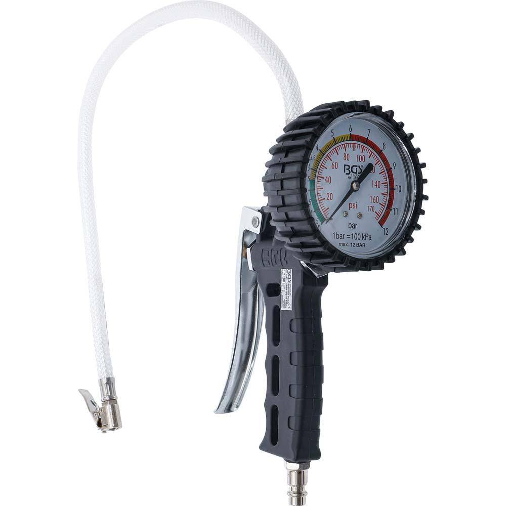 Reifenfüllpistole "BGS" - Füllbereich bis 10 bar - Manometer Ø 80mm - Schlauch 5