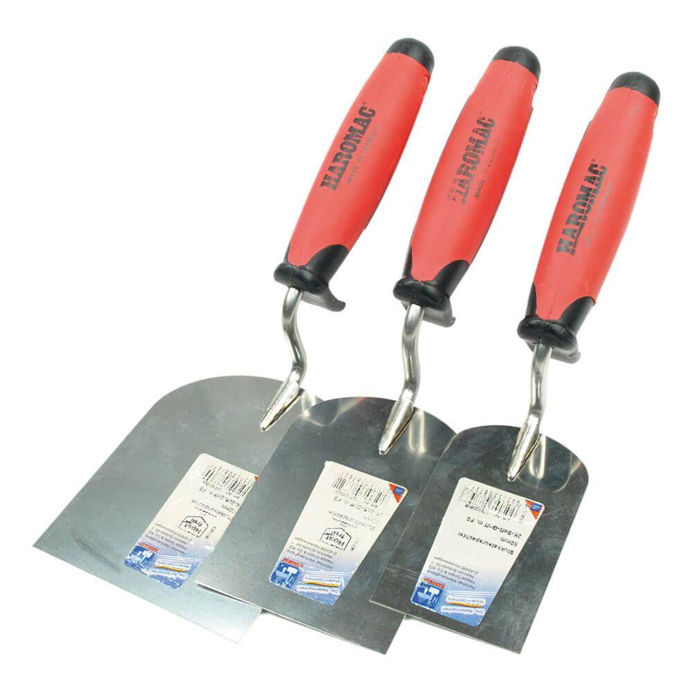 Kellenset 3tlg "Stukkateur" - Edelstahl - Maße 25 x 10 x 13 cm - Stukkateurspachteln - 60, 80 und 100 mm