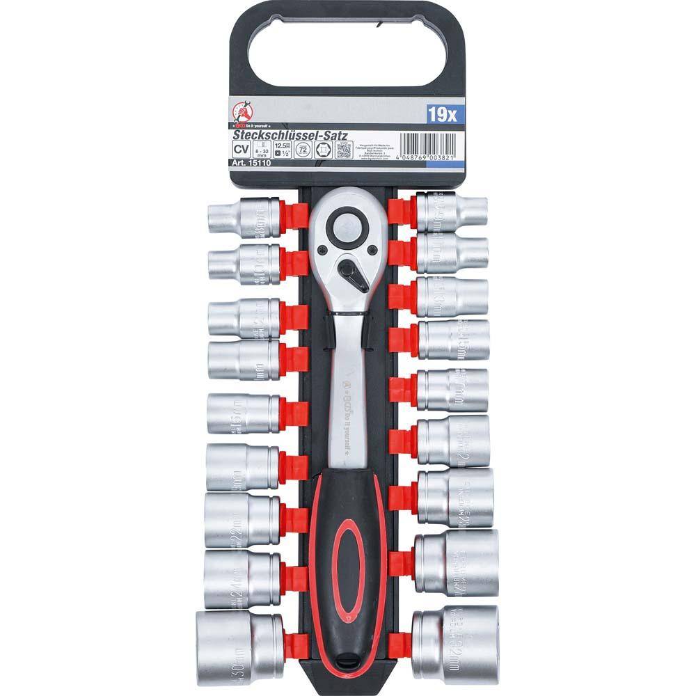 Steckschlüsselsatz - 1/2" - 19-teilig - Chrom-Vanadium-Stahl