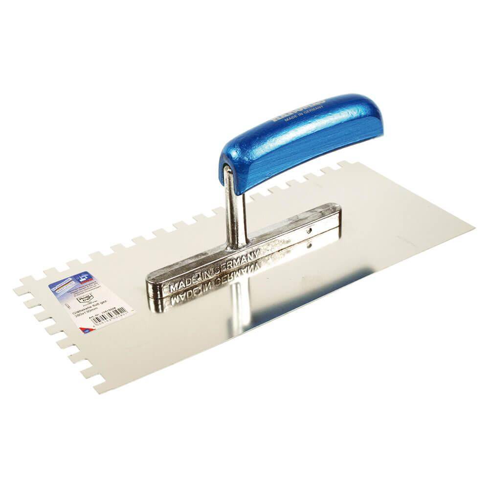 Gezahnte Glättekelle - 10 x 10 mm - Breite 130 mm - Länge 280 mm - Edelstahl