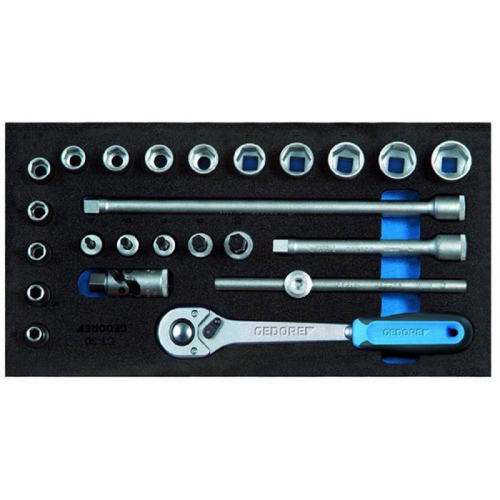 Steckschlüssel-Sortiment - Antrieb 3/8" - in 1/3 Check-Tool-Modul - 24-tlg