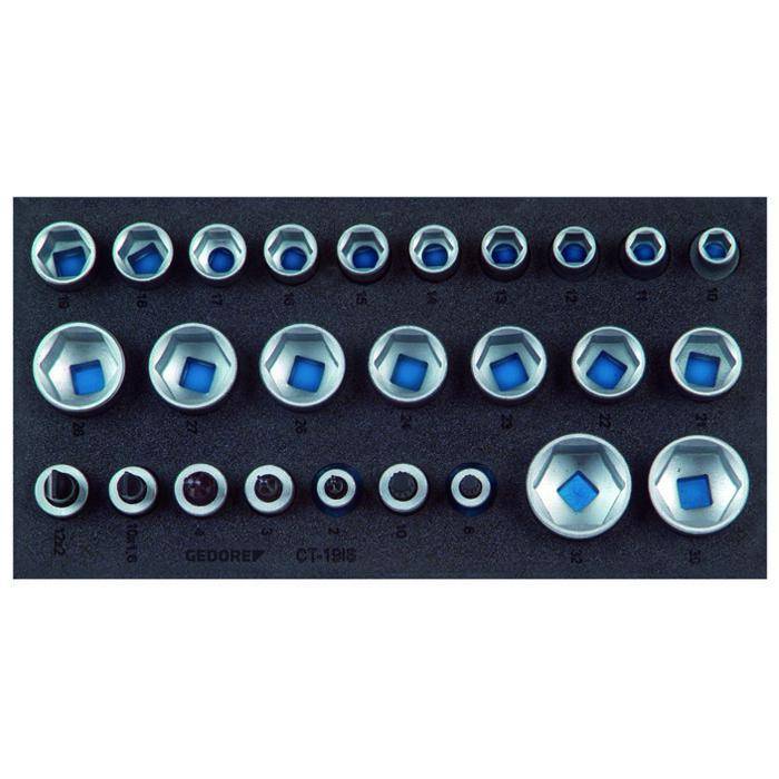 Steckschlüssel-Einsatz-Satz - Antrieb 1/2" - in Check-Tool-Modul - SW 10-32 mm