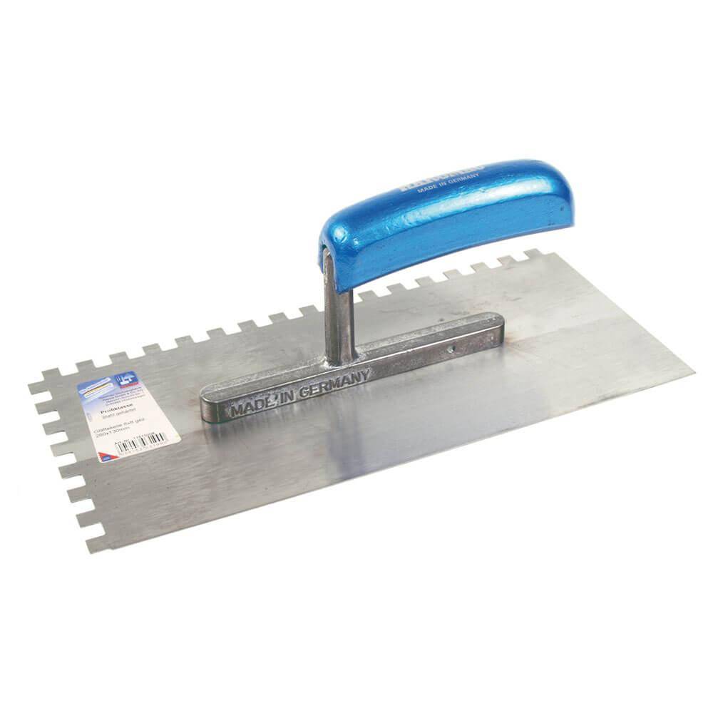 Gezahnte Glättekelle - 8 x 8 mm - Breite 130 mm - Länge 280 mm - Stahl gehärtet