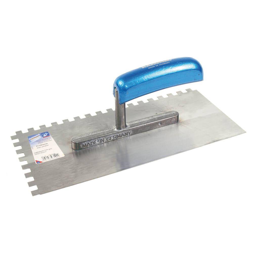 Gezahnte Glättekelle - 10 x 10 - Breite 130 mm - Länge 280 mm - Stahl gehärtet