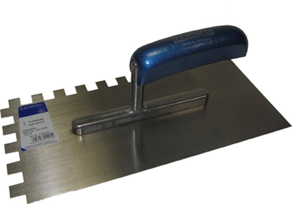Gezahnte Glättekelle - 12 x 12 - Breite 130 mm - Länge 280 mm