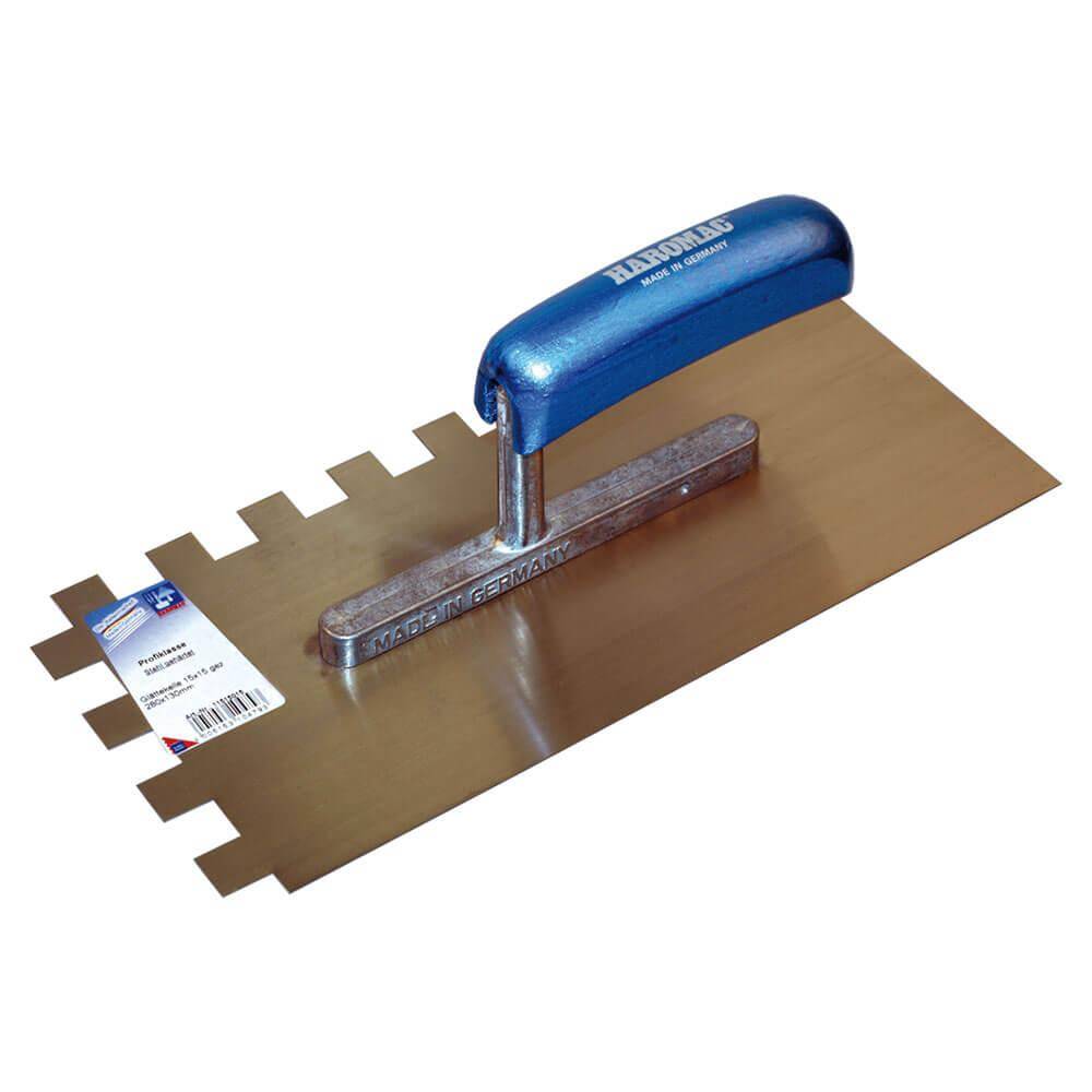 Gezahnte Glättekelle - 15 x 15 - Breite 130 mm - Länge 280 mm