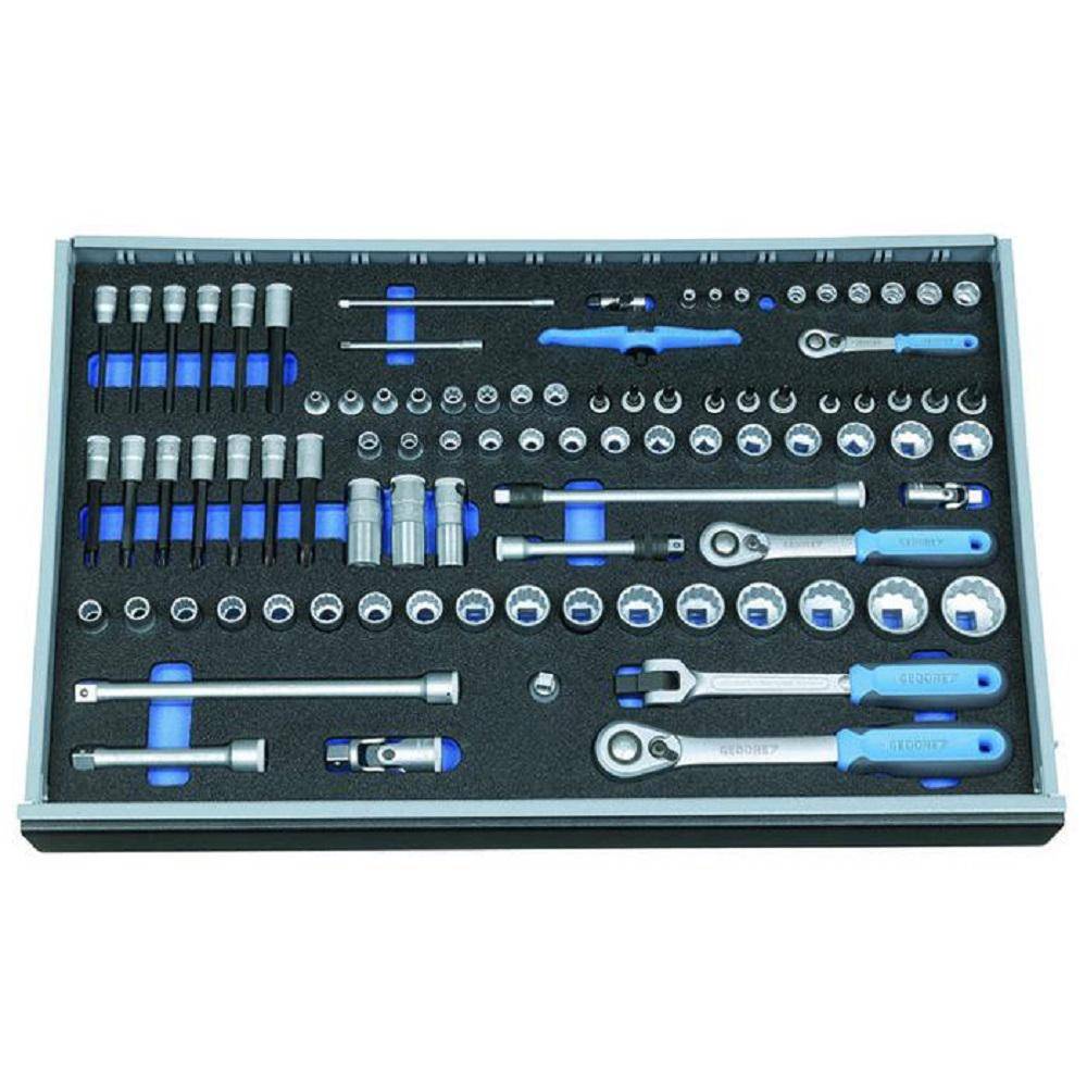 Steckschlüssel-Satz - Antrieb 1/4"-3/8"-1/2" - in Check-Tool-Modul - 91-tlg