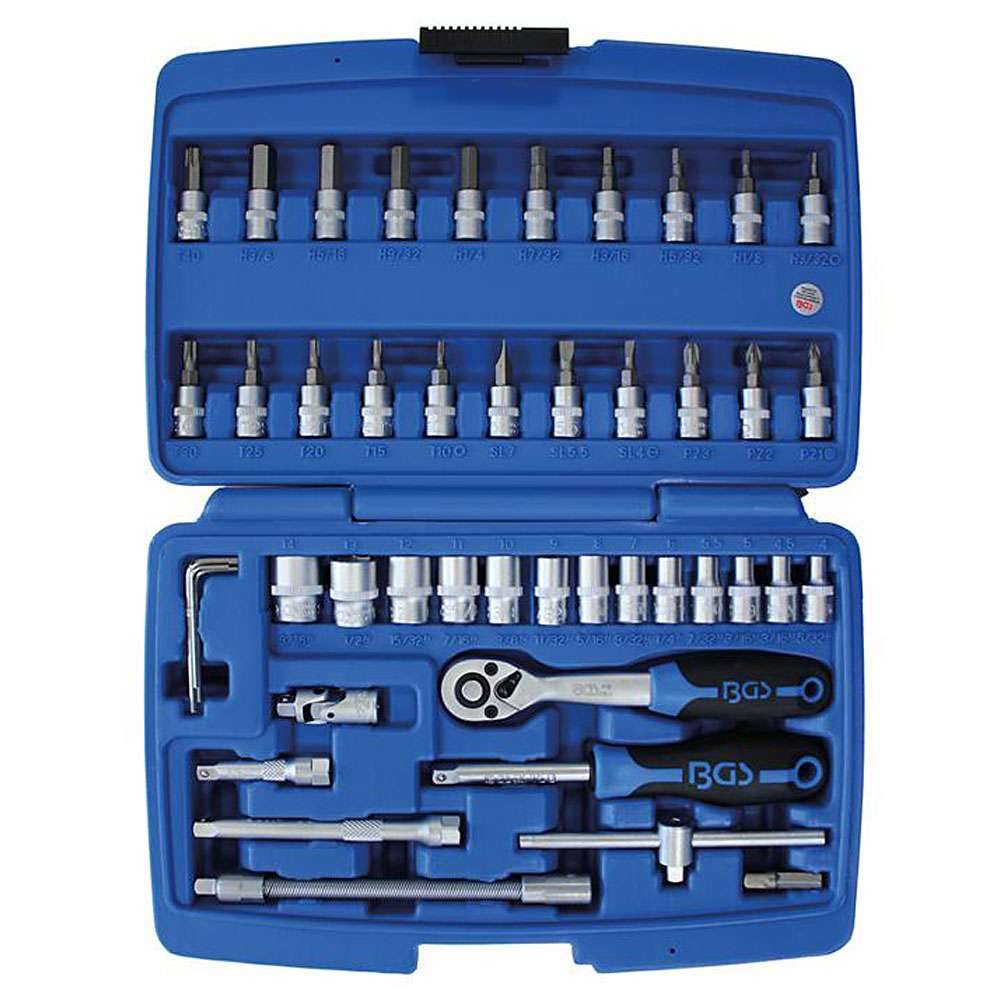 Steckschlüsselsatz - Antrieb 1/4" - zöllige Größen - CV-Stahl - 46-teilig