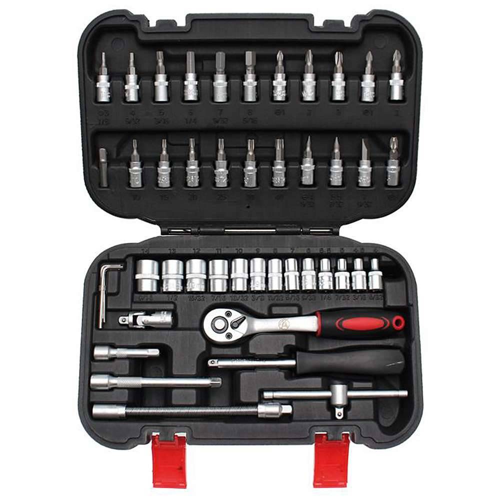 Steckschlüsselsatz - Antrieb 1/4" - 46-teilig- Chrom-Vanadium-Stahl