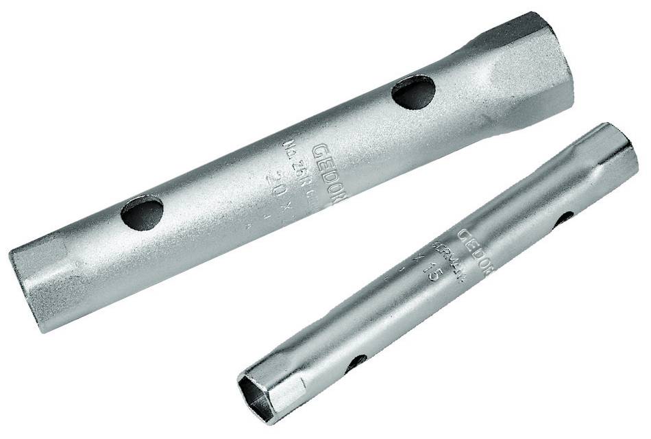 GEDORE Doppelsteckschlüssel, 14 + 15 mm, 6-kant, 140 mm lang, Werkzeug für Muttern KFZ, 26 R 14x15,