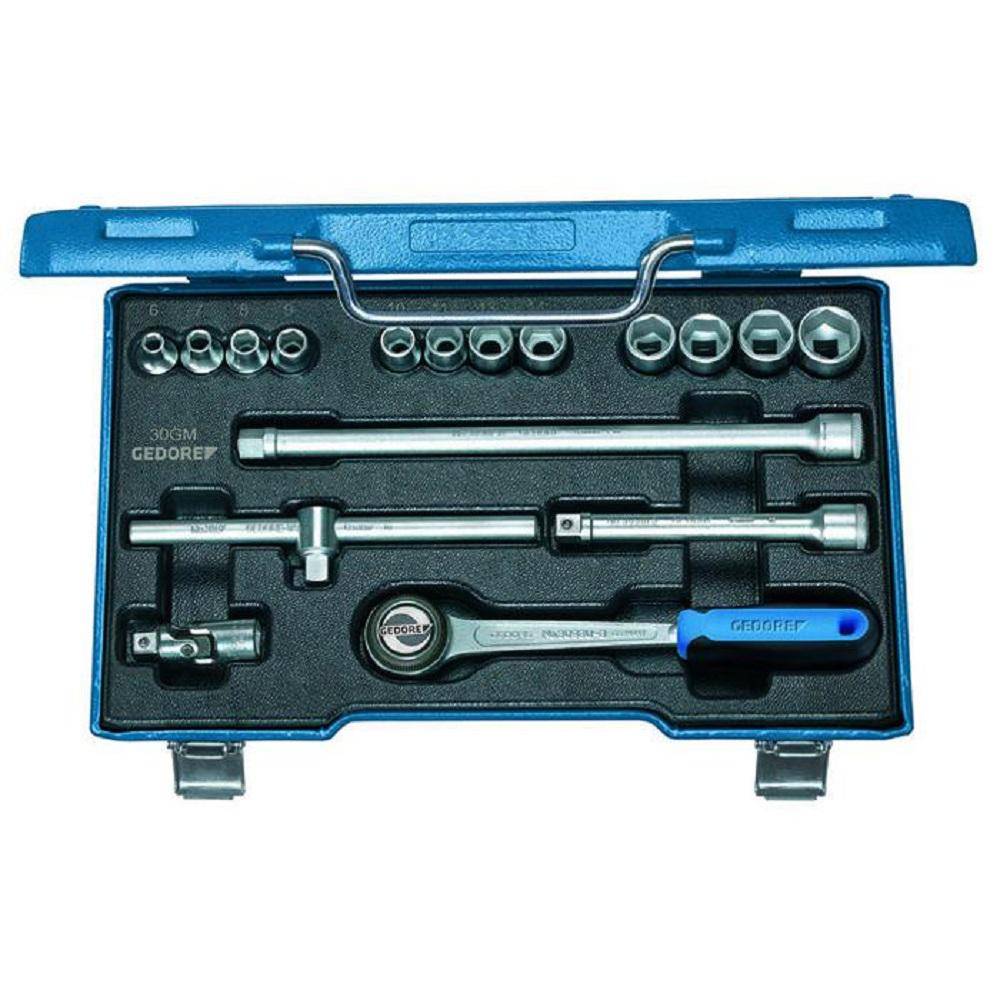 Steckschlüssel-Satz 3/8" - 17-teilig - 6-kant - 6 bis 19 mm