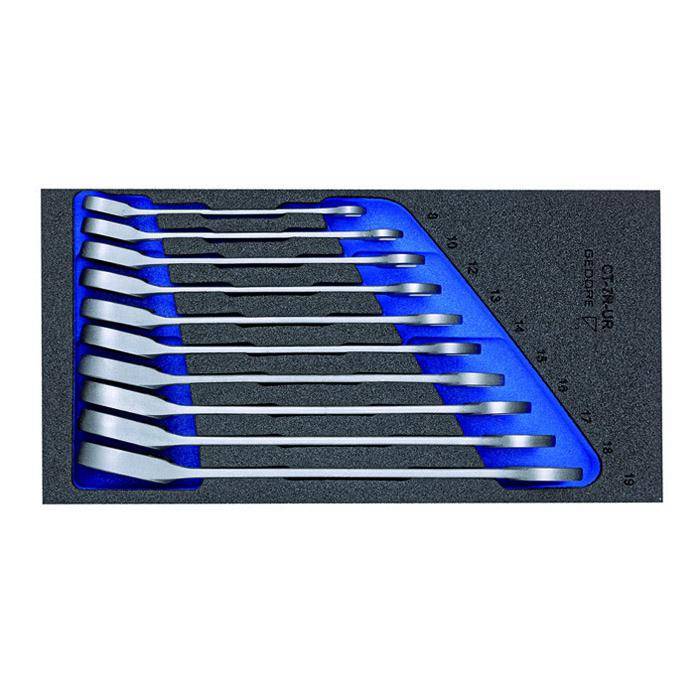 Maulschlüssel-Satz - mit Ringratsche - in Check-Tool-Modul - SW 8-19mm