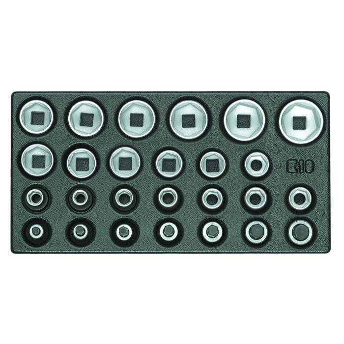 Steckschlüsseleinsatz-Set - Antrieb 1/2" 6-kant - in 1/3 ES-Modul - Gewicht 2,956 kg