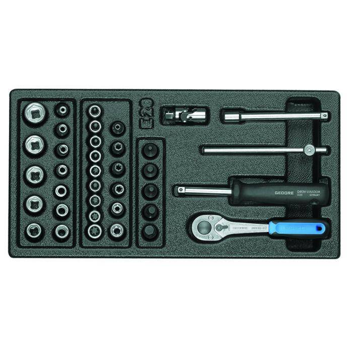 Steckschlüsseleinsatz-Set - Antrieb 1/4" 6-kant - in 1/3 ES-Modul - Gewicht 2,956 kg