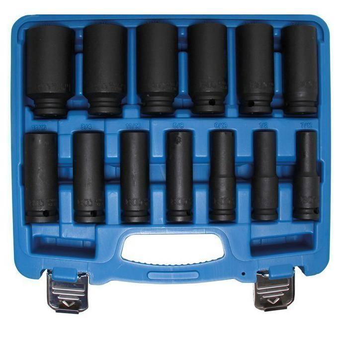 Kraft-Steckschlüssel-Einsätze - tief - zöllig - 7/16" bis 1 1/4" - 1/2 Antrieb
