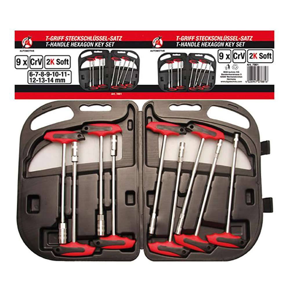 T-Griff-Steckschlüsselsatz - 6 - 14 mm - 9-tlg.