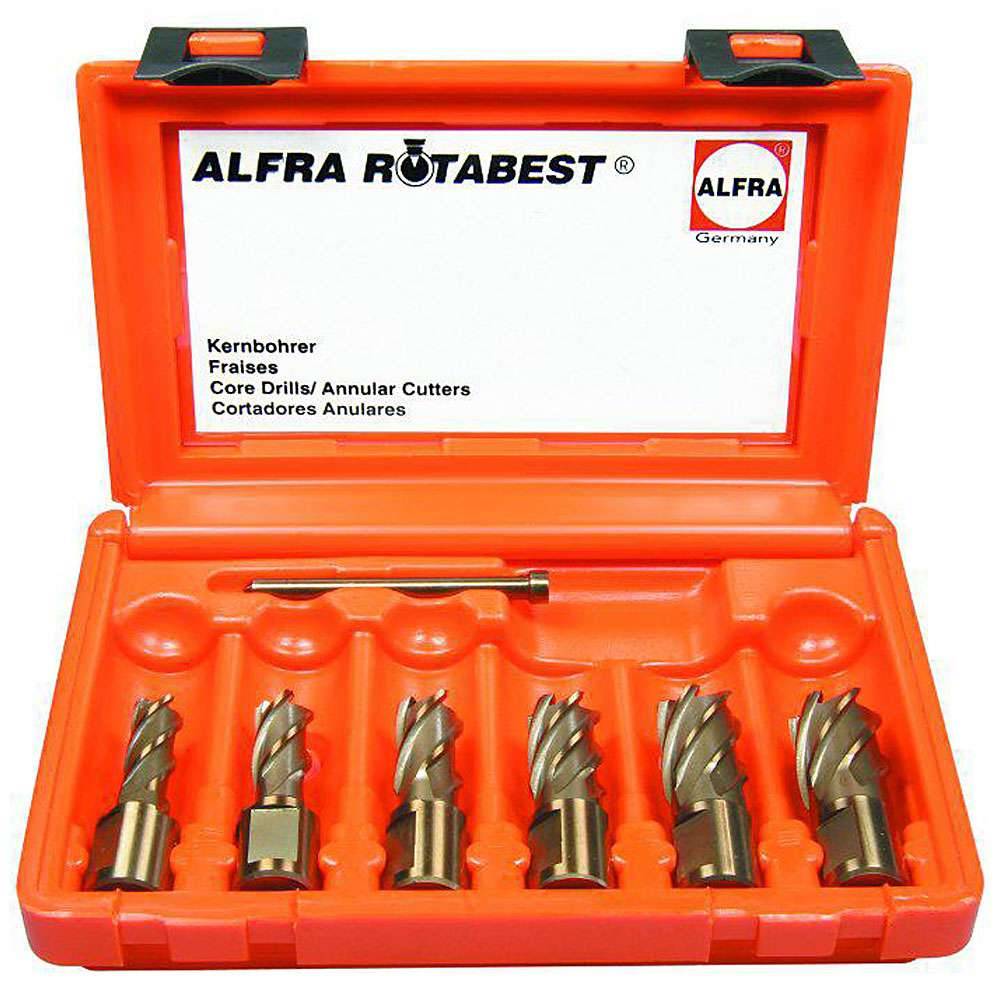 HSS-Kernbohrer 6-er Set - ALFRA ROTABEST - 25 mm Schnitttiefe - 12,0 bis