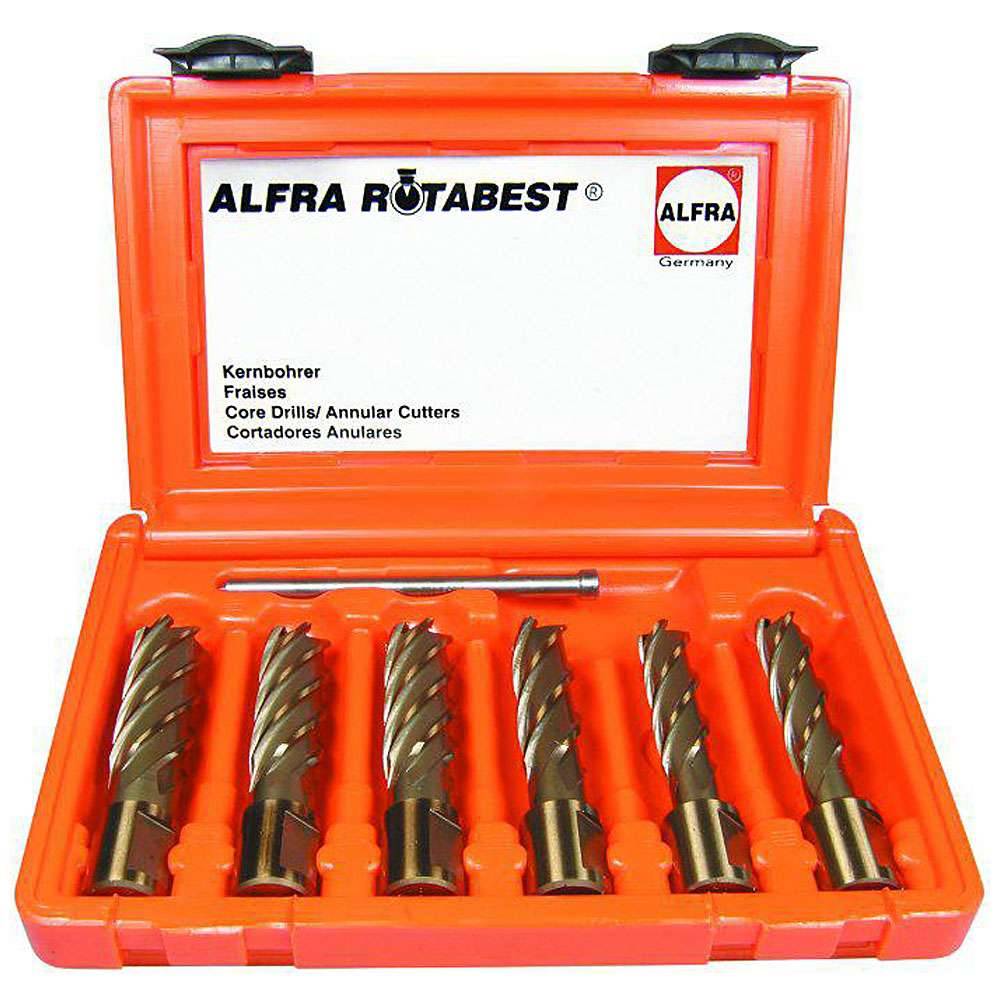 HSS-Kernbohrer 6-er Set - ALFRA ROTABEST - 50 mm Schnitttiefe - 14,0 bis