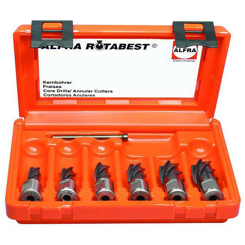 HSS-Co Kernbohrer 6-er RQX Set - ALFRA ROTA-QUICK - 25 mm Schnitttiefe - 12,0 bi