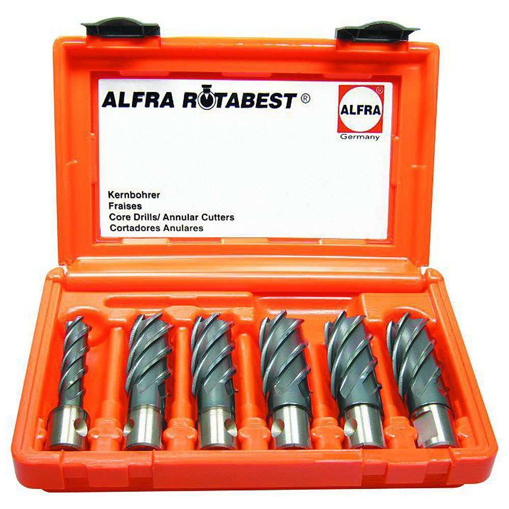 HSS-Co Kernbohrer 6-er RQX Set - ALFRA ROTA-QUICK - 50 mm Schnitttiefe - 14,0 bi