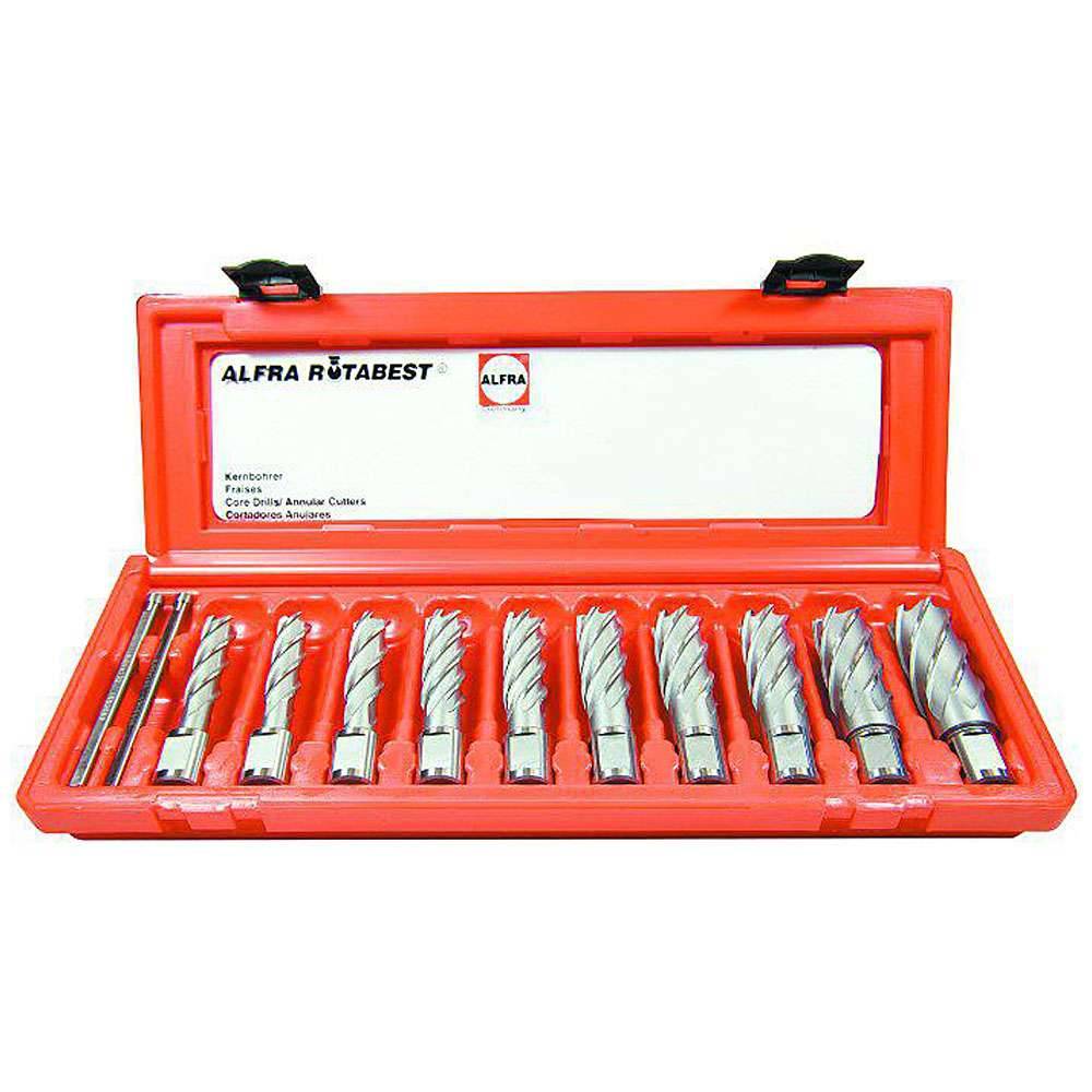 HSS Kernbohrer 10-er Set - ALFRA ROTABEST - Schnitttiefe 50 mm - 14,0 bis 26,0 m