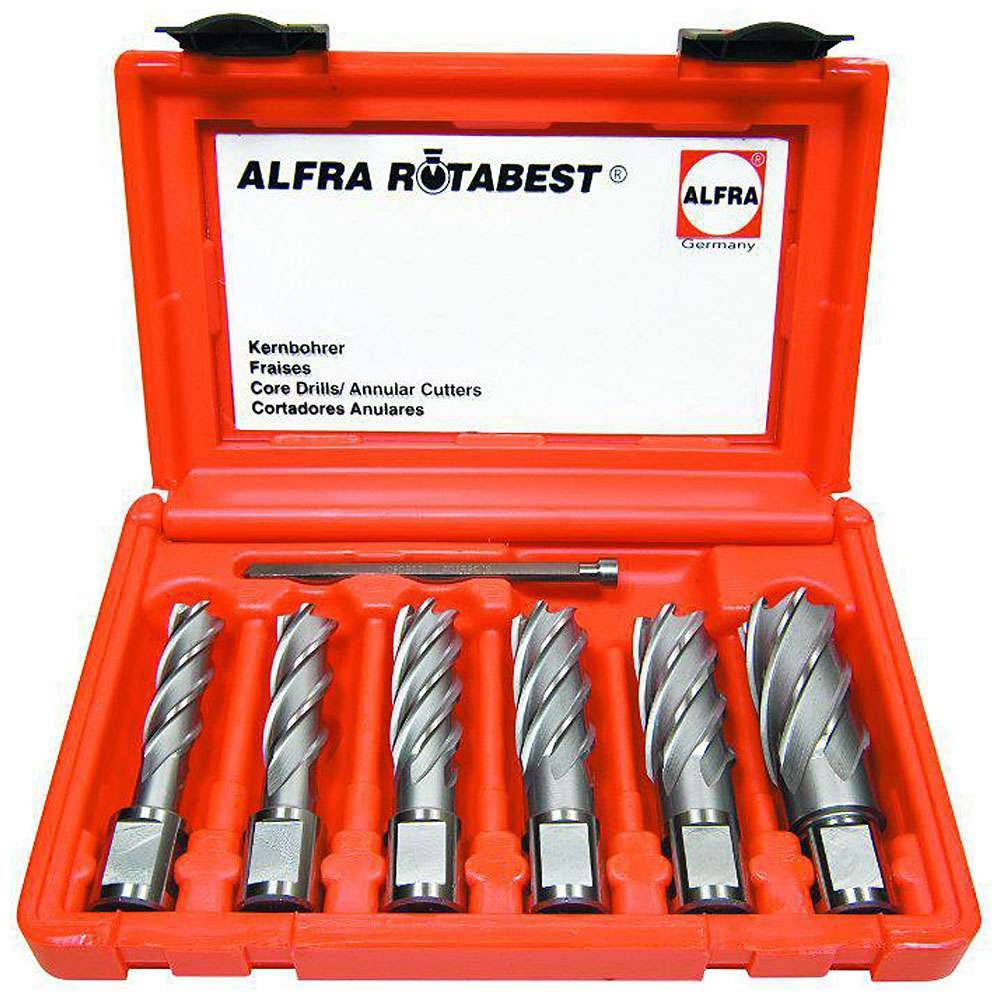 HSS Kernbohrer 6-er Set - ALFRA ROTABEST - Schnitttiefe 50 mm - 14,0 bis 26,0 mm
