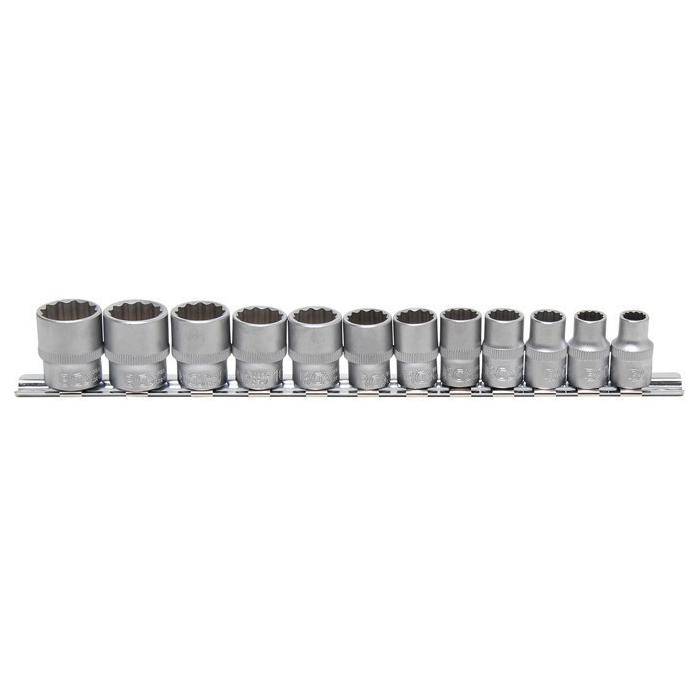 Steckschlüssel-Einsatz-Set - 10 mm (3/8") 12-Kant - Größe 8 bis 19 mm - 12-tlg.