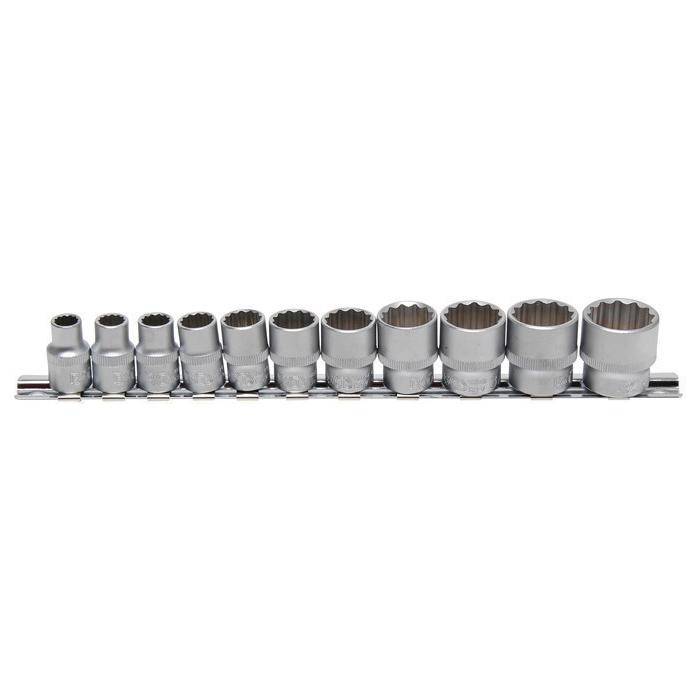 Steckschlüssel-Einsatz-Set - 10 mm (3/8") 12-Kant - in ZOLL 5/16" bis 7/8" - 11-tlg.