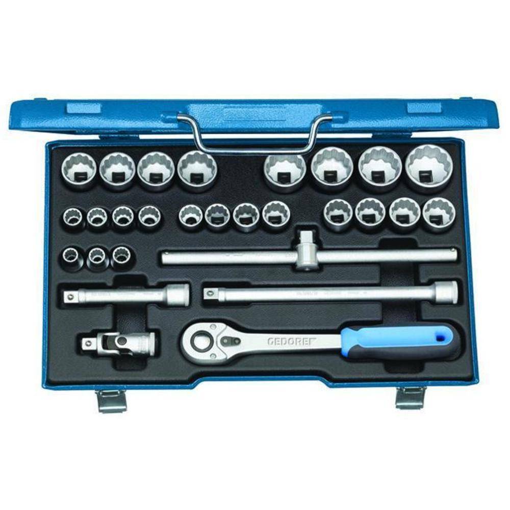 Steckschlüssel-Satz - Antrieb 1/2" - 28-teilig -12-kant UD-Profil - 10 bis 36 mm