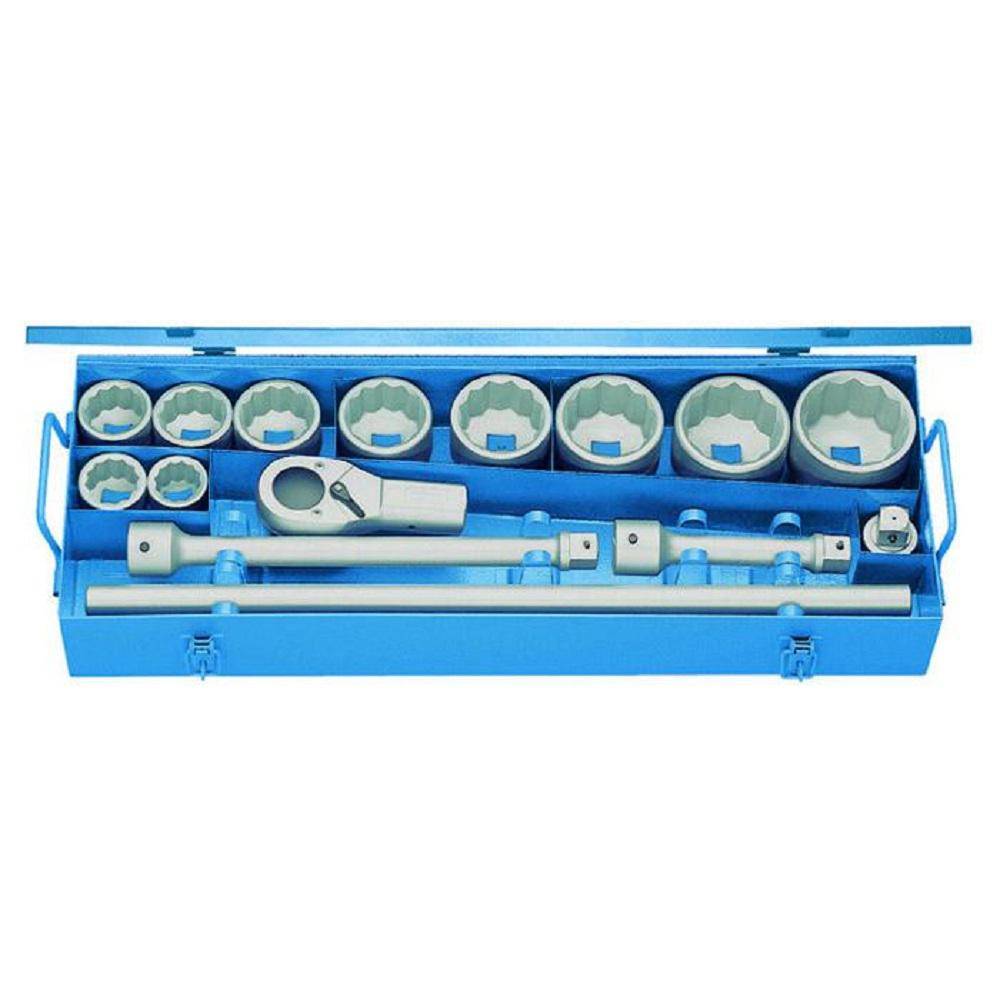 Steckschlüssel-Satz - Antrieb 1″ - 15-teilig - 12-kant-UD-Profil - SW 36 bis 80 mm
