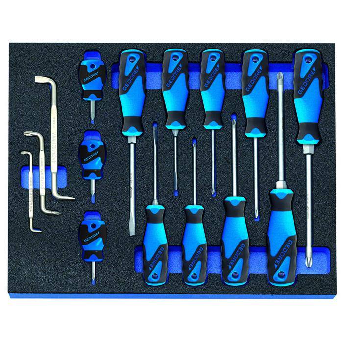 Schraubendreher-Satz - 3K-Griff - in Check-Tool-Modul - 15-tlg