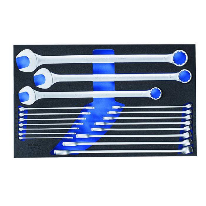 Ring-Maulschlüssel-Satz - extra lang SW 10-41 mm - in Check-Tool-Modul - 18-tlg