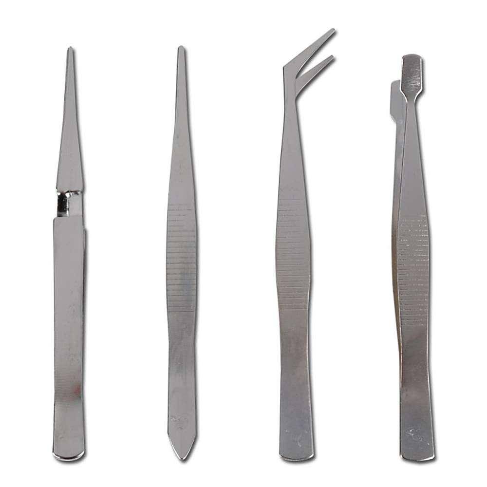 Pinzettensatz - Länge 105-120 mm - verchromt - 4-tlg.