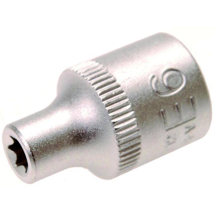 Steckschlüssel-Einsatz - E-Profil E6 - Antrieb- 3/8" - Chrom-Vanadium-Stahl - matt verchromt - gerändelt