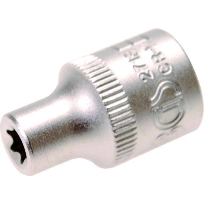 Steckschlüssel-Einsatz - E-Profil E7 - Antrieb- 3/8" - Chrom-Vanadium-Stahl - matt verchromt - gerändelt