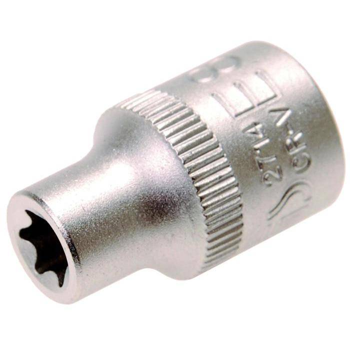 Steckschlüssel-Einsatz - E-Profil E8- Antrieb- 3/8" - Chrom-Vanadium-Stahl - matt verchromt - gerändelt
