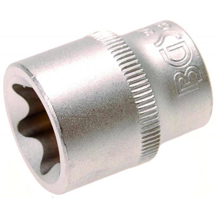 Steckschlüssel-Einsatz - E-Profil E20 - Antrieb- 3/8" - Chrom-Vanadium-Stahl - matt verchromt - gerändelt