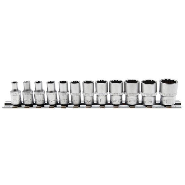 Steckschlüsseleinsatz-Set - 12-kant - in Zoll-Größen - Antrieb- 1/4" - 12-tlg.