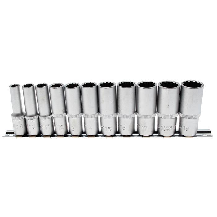 Steckschlüsseleinsatz-Set - tief, 12-kant - 10 mm 3/8 " Antrieb - 11-tlg.