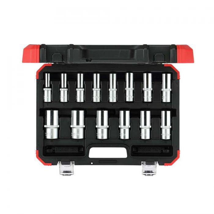 GEDORE red Steckschlüssel-Satz - Chrom-Vanadium-Stahl - 1/2 Zoll - lange Ausführung - 14-teilig