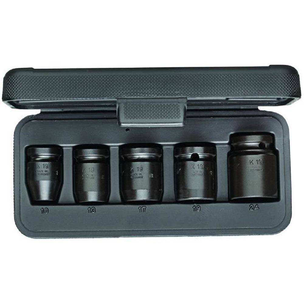 Kraftschrauber-Satz 1/2″ - 5-teilig - 6-kant - Schlüsselweite 10 bis 24 mm