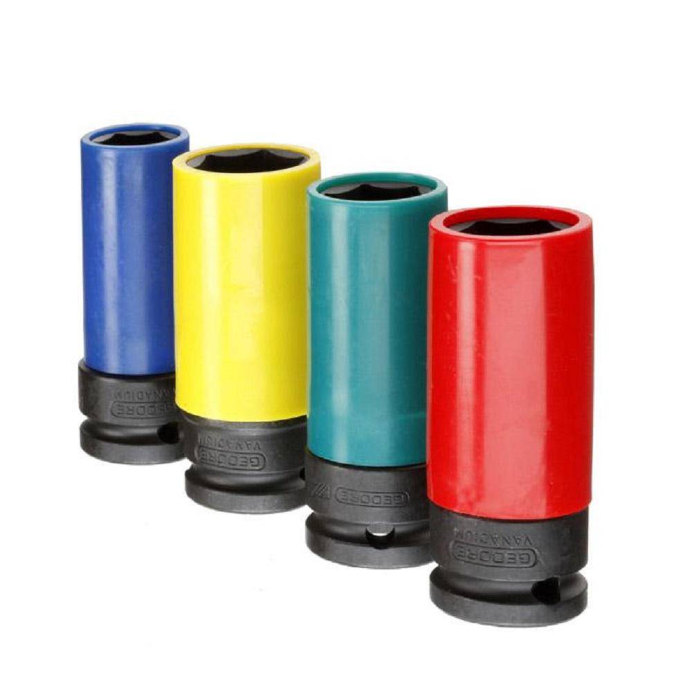 Kraftschrauber-Satz 1/2″ - 4-teilig - 6-kant - mit Schutzhülsen