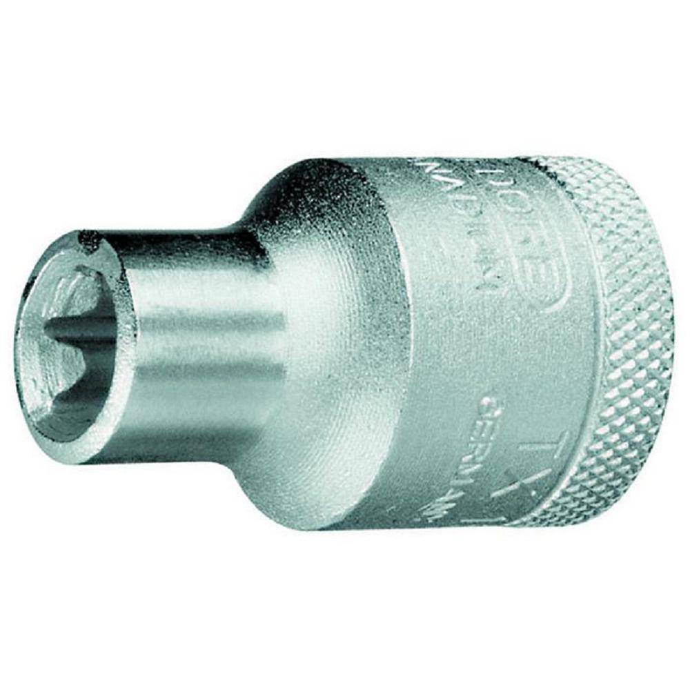 Metallstecknussadapter mit gerifftem Griff, gezeigt auf weißem Hintergrund.