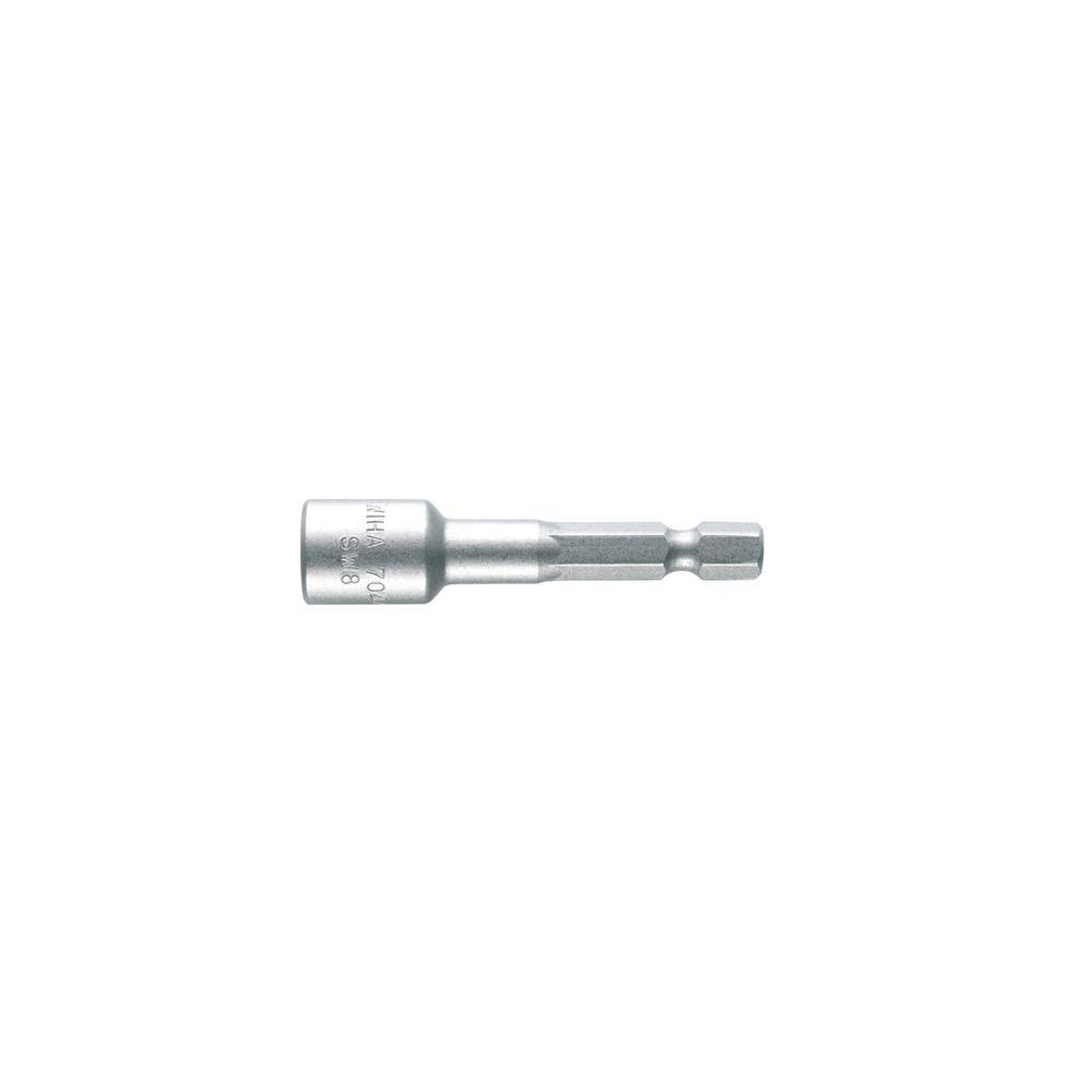 Metall-Innensechskant-Bitadapter mit sechskantigem Schaft auf weißem Hintergrund, in Profilansicht dargestellt.