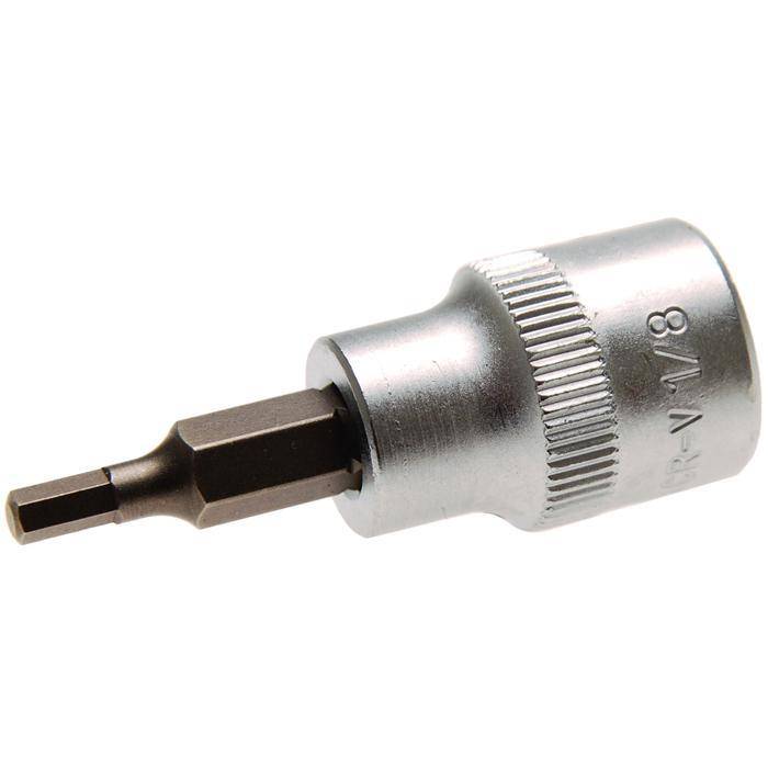 Bit-Einsatz - Innen-6-kant - 1/8" - Antrieb- 3/8" - CV-Stahl - gerändelt - matt verchromt