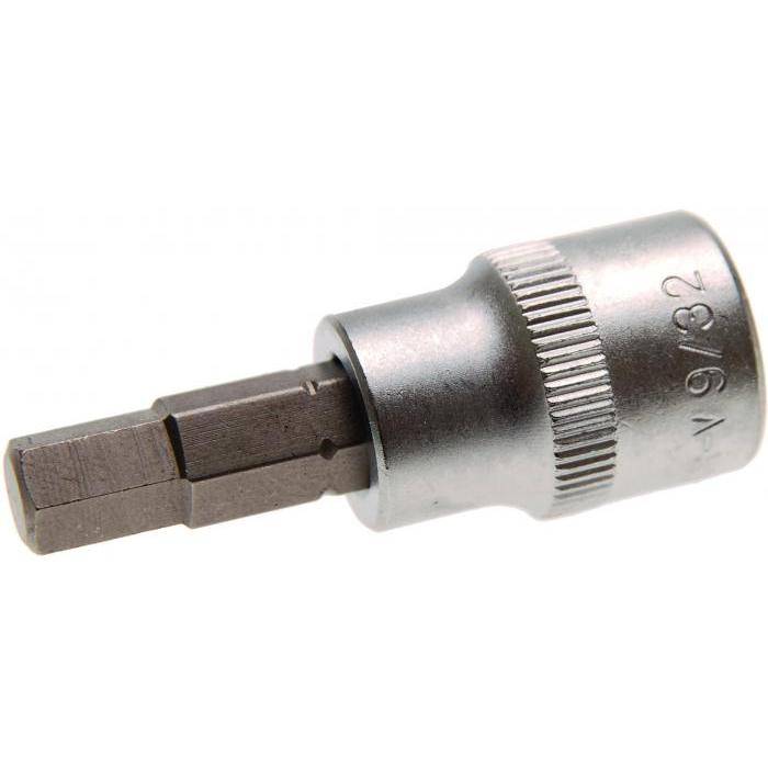 Bit-Einsatz - Innen-6-kant - 5/32" - Antrieb- 3/8" - CV-Stahl - gerändelt - matt verchromt